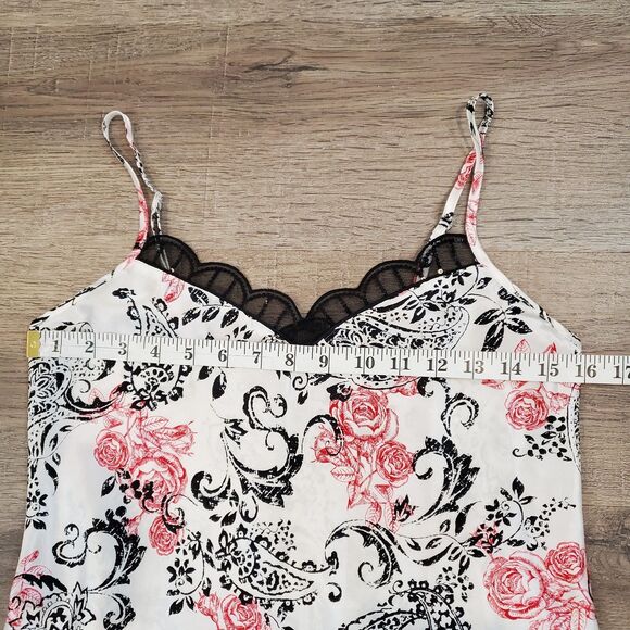 Y2K Lace Trim Slip Mini Dress Floral Red Black Whimsigoth Fairy Grunge Vamp - Picture 5 of 8